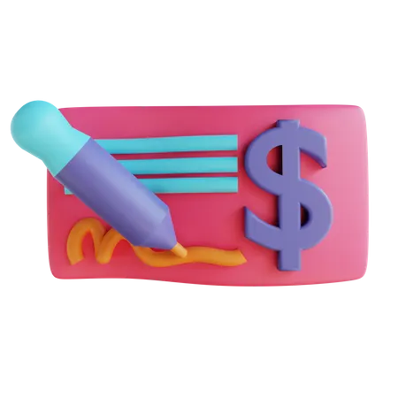 Bank Check  3D Illustration