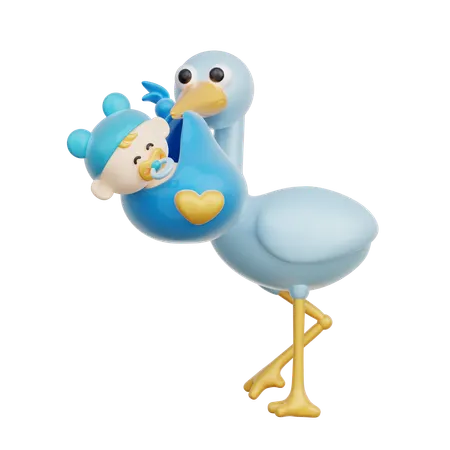 Bird Carrying Baby  3D Icon