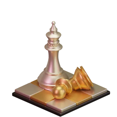 Bispo branco mata peão preto  3D Icon