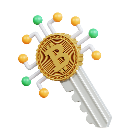 Bitcoin Key  3D Icon