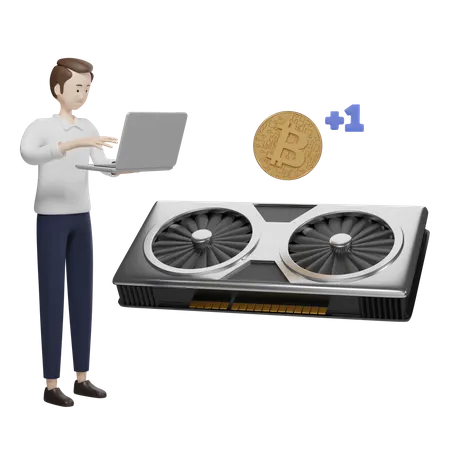 Bitcoin Miner  3D Illustration