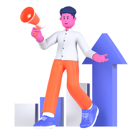 Businessman Doing Marketing  3D Illustration