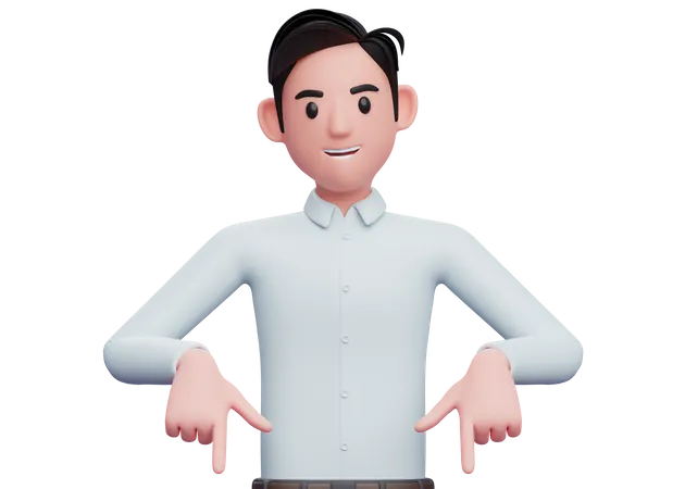 Businessman pointing down 3D Illustration