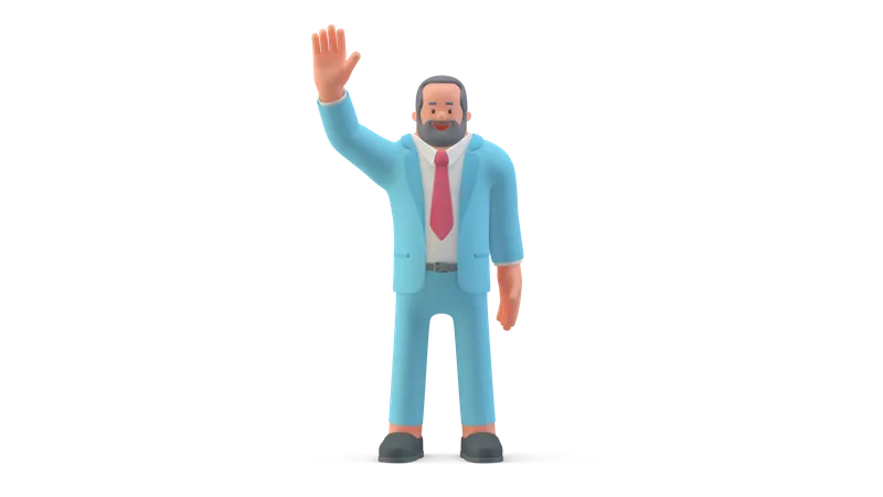 Businessman raising hand for greeting  3D Illustration
