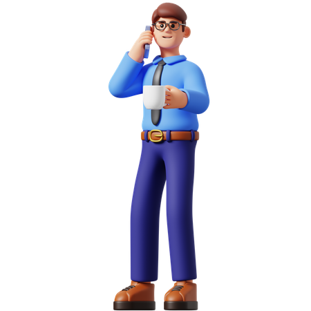 Businessman Talking On Smartphone  3D Illustration