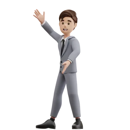 Businessman Waving  3D Illustration