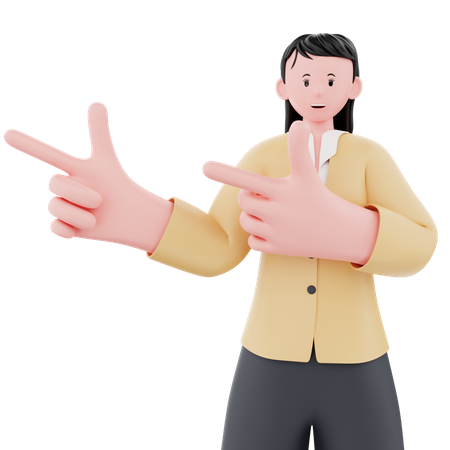 Businesswoman pointing something left  3D Illustration