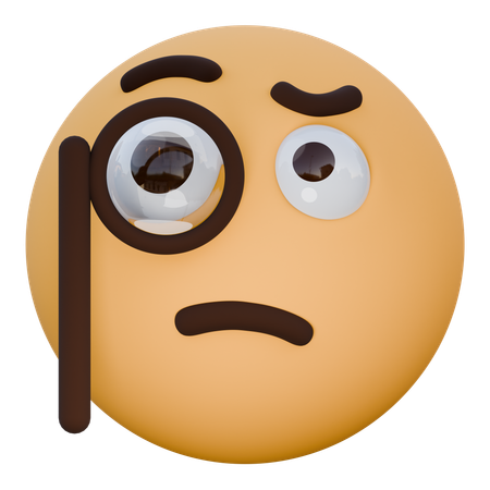 Cara com monóculo  3D Icon