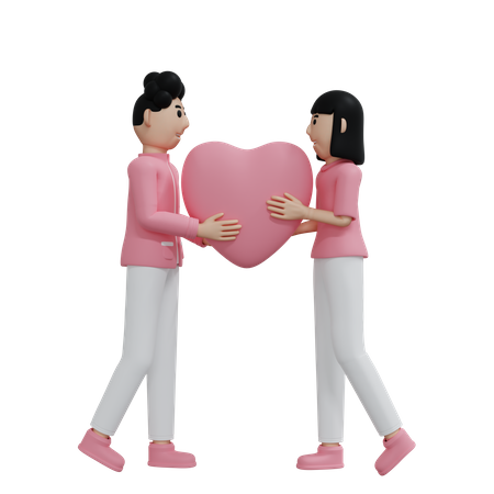 Casal jovem comemorando o dia dos namorados  3D Illustration