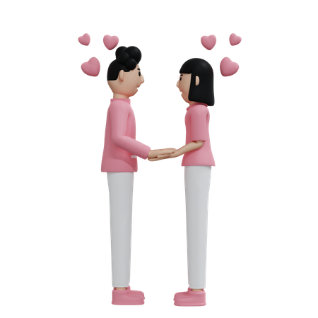 Casal jovem fazendo promessa um ao outro  3D Illustration