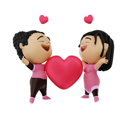 Casal romantico  3D Illustration
