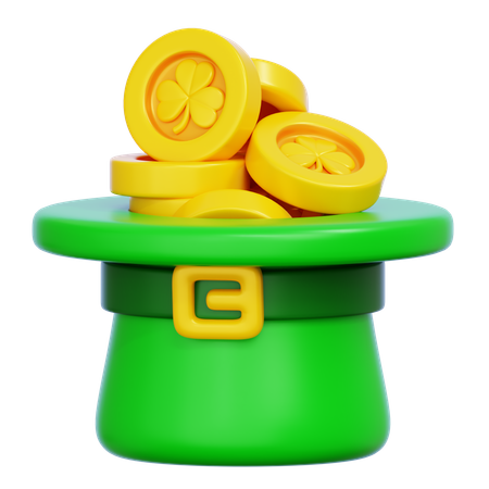 Chapéu de são patrício com moedas de ouro  3D Icon
