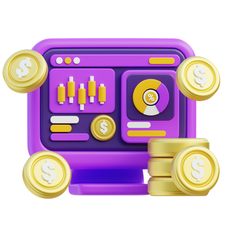 Conceito de painel de análise financeira  3D Icon