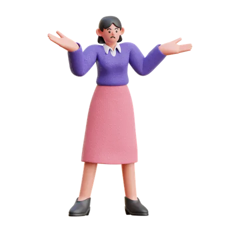 Confused Female  3D Illustration