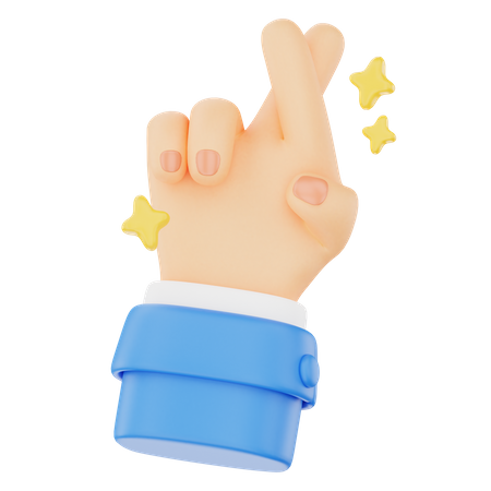 Crossed Finger Hand Gesture  3D Icon