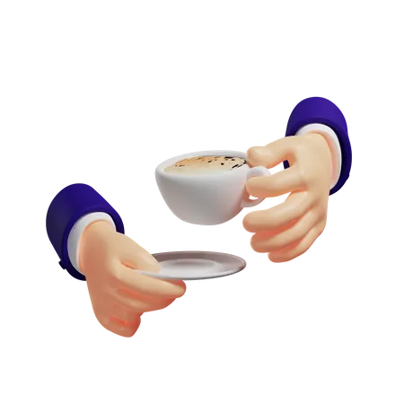 Cup of coffee in hands  3D Illustration