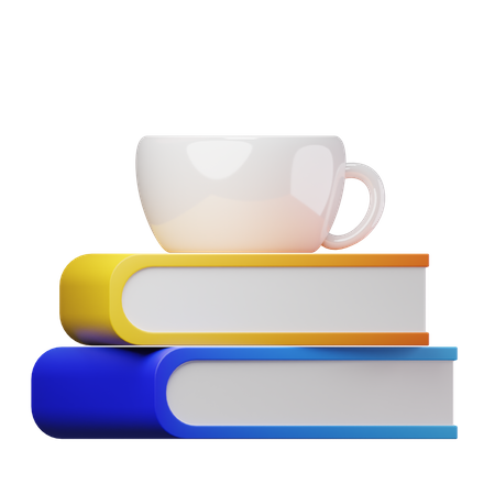 Cup On Book Stack  3D Icon