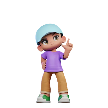 Cute Boy Having Idea Pose  3D Illustration