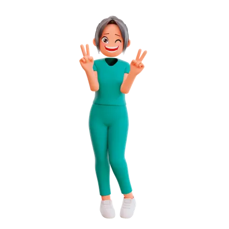 Cute Nurse Character  3D Illustration