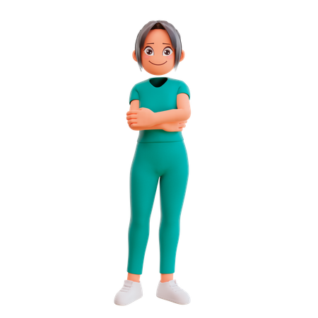 Cute nurse giving smiling posing  3D Illustration