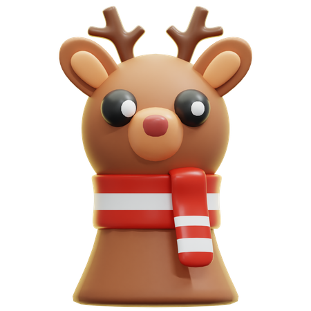 Cute Reindeer With Scarf  3D Icon