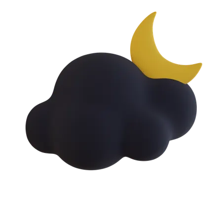 어두운 구름 달  3D Icon
