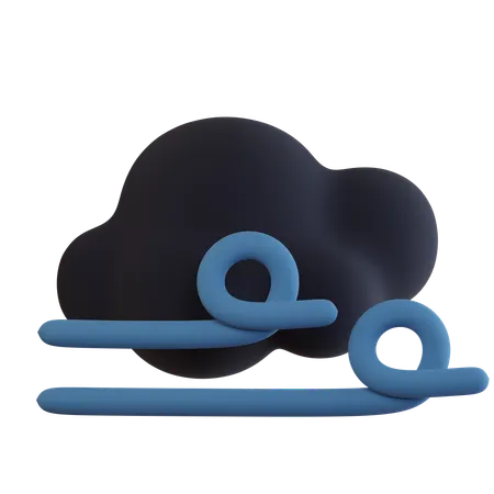 어두운 구름 바람  3D Icon