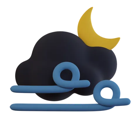 어두운 구름 바람 부는 달  3D Icon