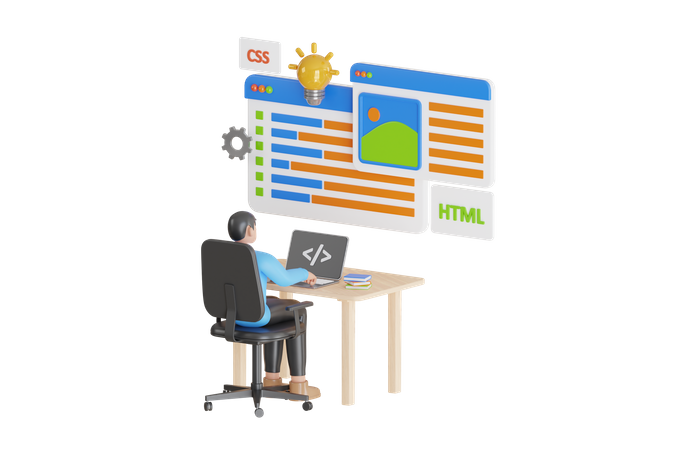 Développement Web et codage  3D Illustration