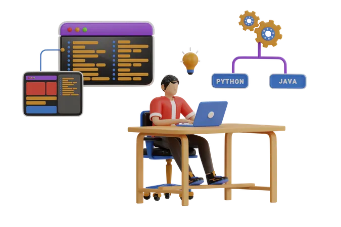 Développeur back-end  3D Illustration