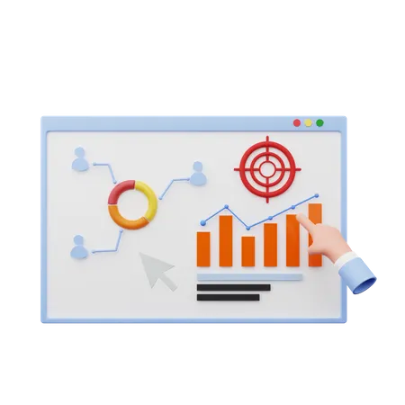 Digital marketing target report  3D Illustration