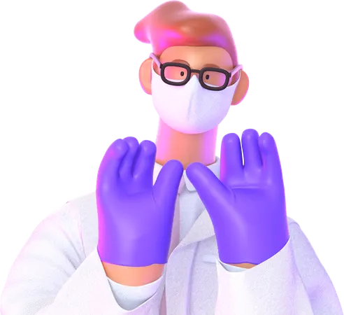 Doctor wearing mask and gloves  3D Illustration