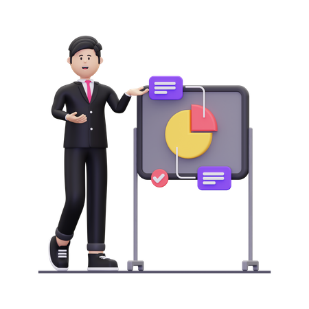 Empresário fazendo apresentação  3D Illustration