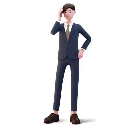 Empresário falando ao telefone  3D Illustration