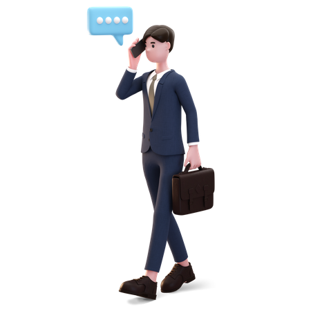 Empresário falando ao telefone  3D Illustration
