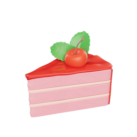 Stück Erdbeerkuchen  3D Icon