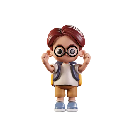 Estudante animado  3D Illustration