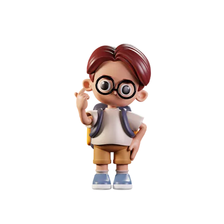 Estudante mostrando mini amor  3D Illustration
