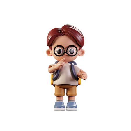 Estudante quieto  3D Illustration