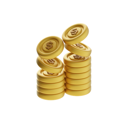 Falling and Stacking Coins  3D Icon