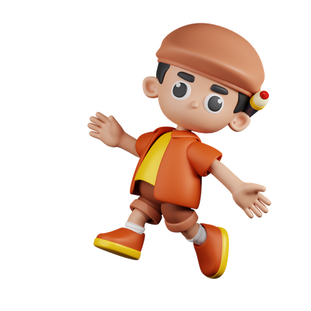 Artista feliz pulando  3D Illustration