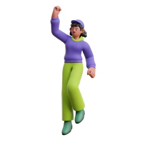 Female celebrating Winning pose  3D Illustration