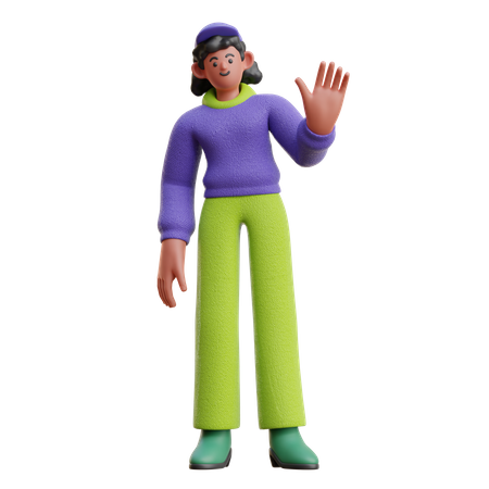Female Hello Hand Gesture  3D Illustration