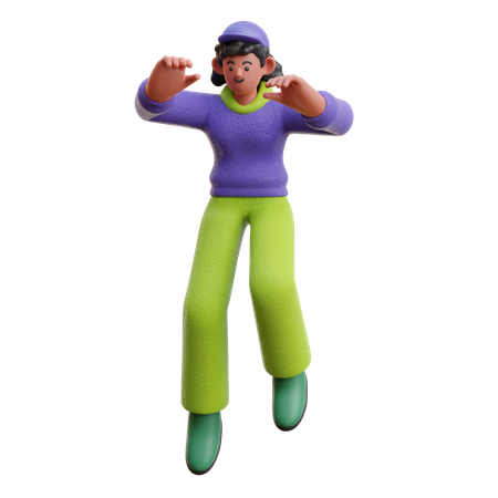 Female Jumping Down  3D Illustration