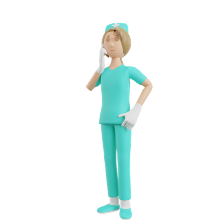 Female Nurse Thinking something  3D Illustration