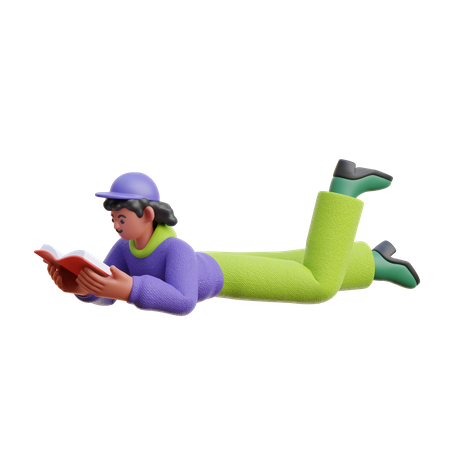 Female Reading A Book While Sleeping  3D Illustration