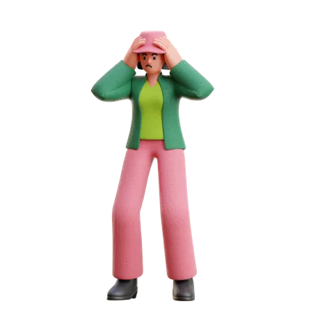 Femme dans une pose étourdie  3D Illustration