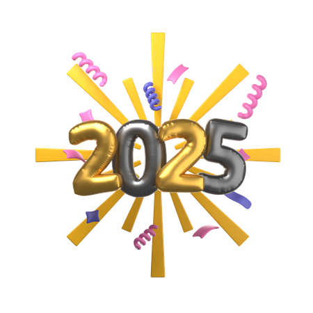 Fire Cracker Happy New Year 2025  3D Icon
