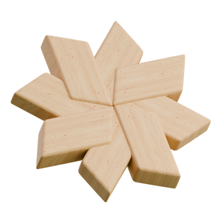 Flower Diamond End Wooden Abstract Shape  3D Icon