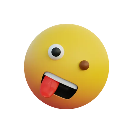 Freak crazy face emoticon sticking out tongue while rolling  3D Emoji
